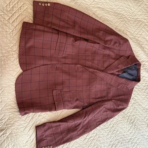 Byron Lars Red Sport Coat with Windowpane Check